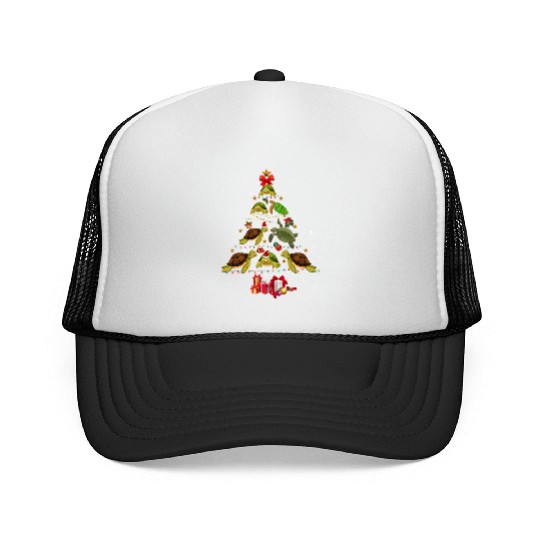Funny Turtle Christmas Tree Trucker Caps Sea Turtle Lover