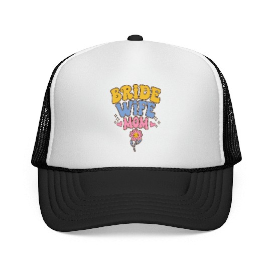 Retro Mothers Day Wife Mom Bride Groovy Trucker Caps