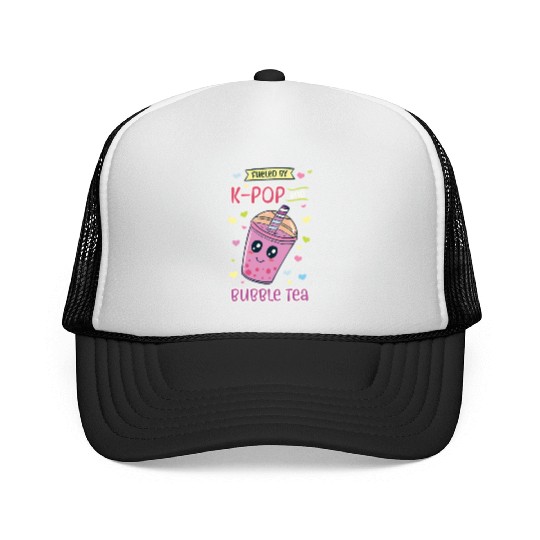 Kpop And Bubble Tea Korean Music Tapioca Boba Trucker Caps