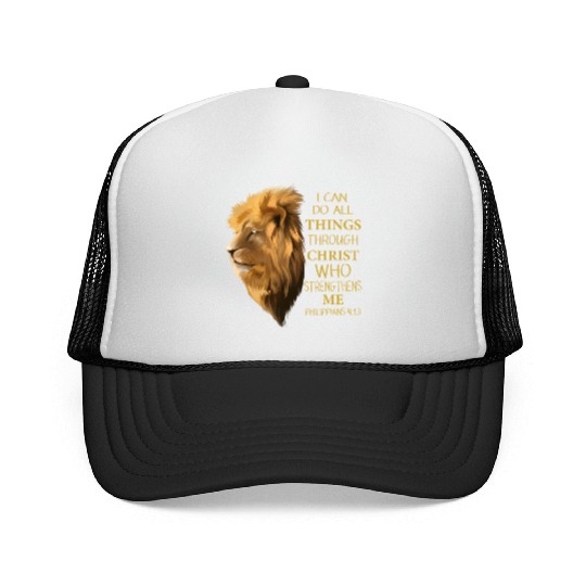 Philippians 413 Religious Lion Verses Christian Trucker Caps