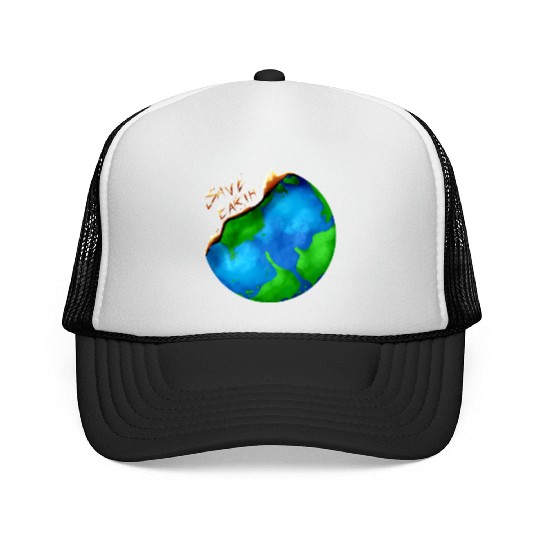 Burning Earth Globe Save Earth For Earth Day Trucker Caps