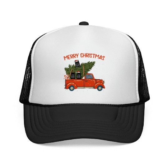 Cane Corso Xmas Vintage Red Pickup Retro Truck Trucker Caps