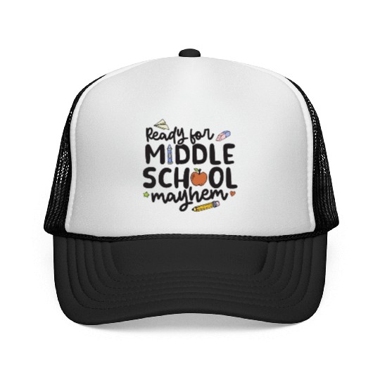 Middle School Mayhem - Funny Back to School Trucker Caps
