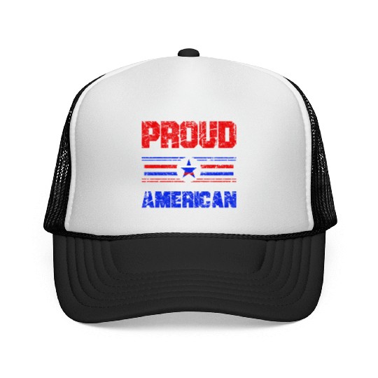 Proud American USA Flag, Patriotic 4th of July Trucker Caps