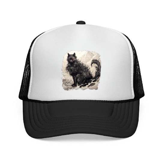 Japanese ink art Cat Trucker Caps