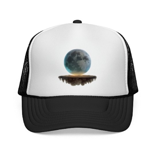 3 Dimensional (3D) Full Moon and Floating Island Trucker Caps