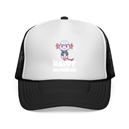 Happy Hanukkah Axolotl Kawaii Cute Axolotl Lover Trucker Caps