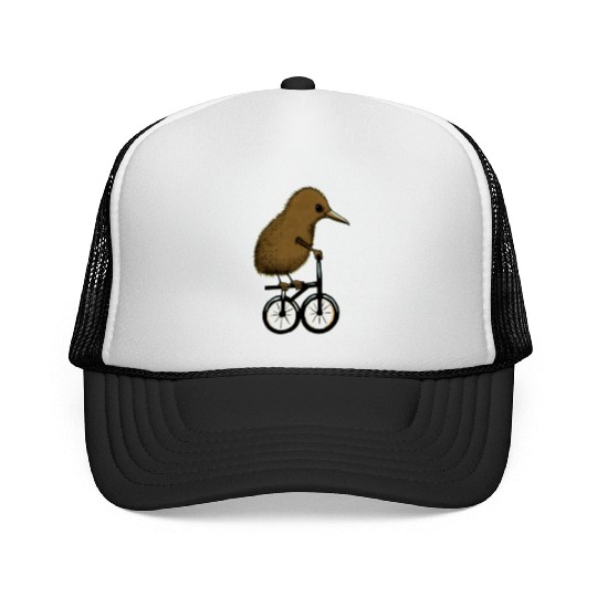 Kiwi Bird On Cycle Trucker Caps