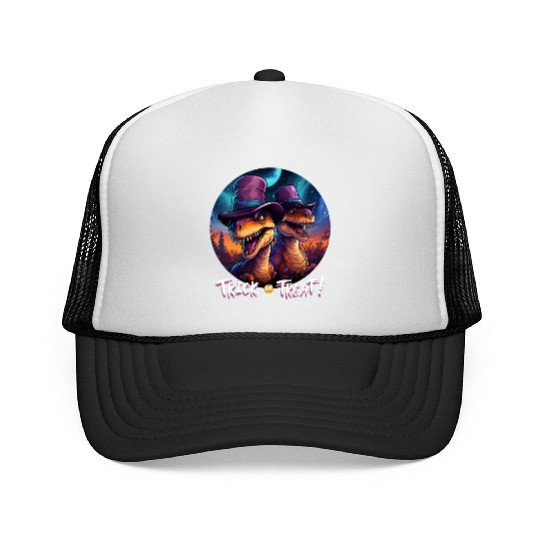 Halloween Dinosaur Velociraptor Trick or Treat Trucker Caps