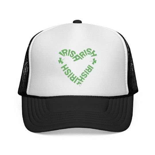 Irish Text Heart Trucker Caps