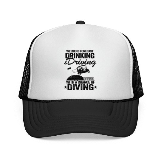 Drinking Driving Diving Beer Golf Cart Funny Trucker Caps