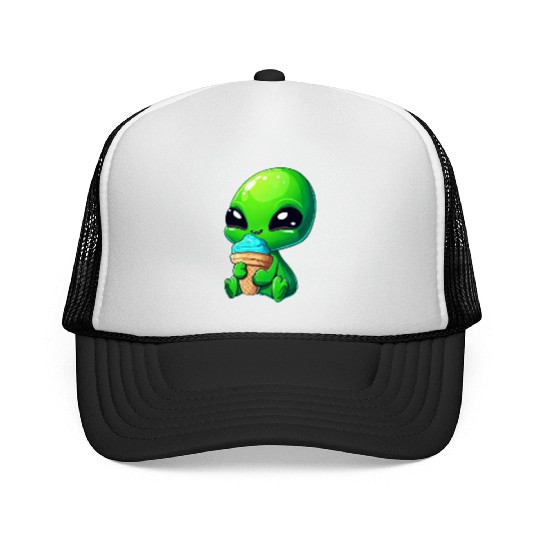 Alien Extraterrestrial Ice Blue Green Trucker Caps