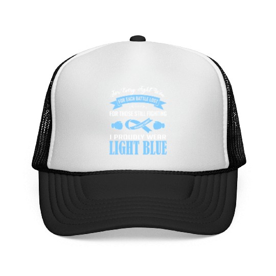 I Proudly Wear Light Blue Prostate Cancer Trucker Caps