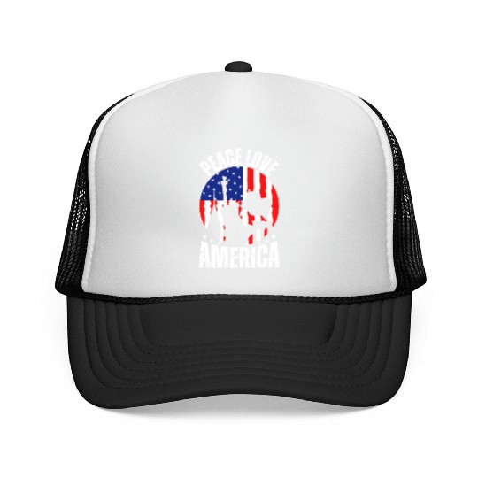 "Peace Love America Labor Day Trucker Caps - Celebrate