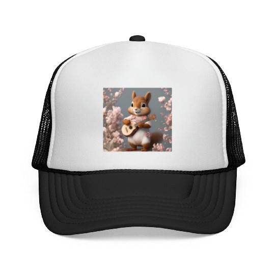Aesthetic Cottagecore Floral Cute Squirrel Playing Trucker Caps