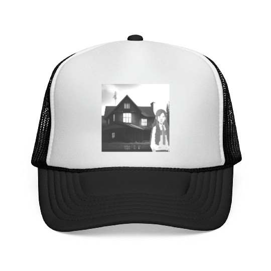 Is a haunted house??? (Black and white version) Trucker Caps