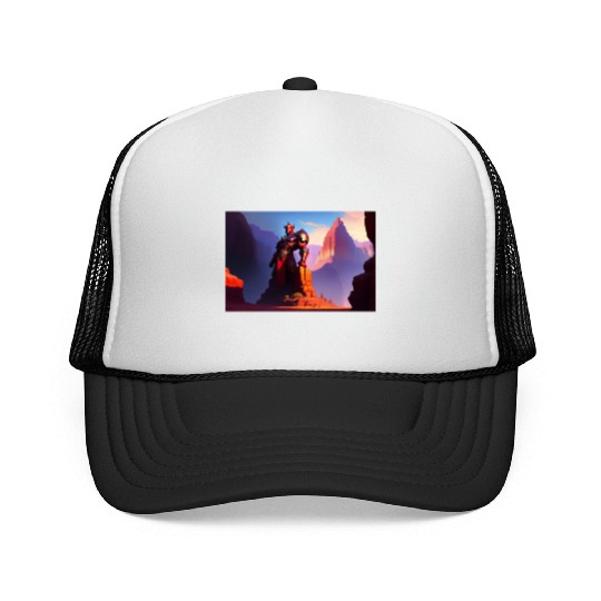 Khorne statue in the depths of the grand canyon Trucker Caps