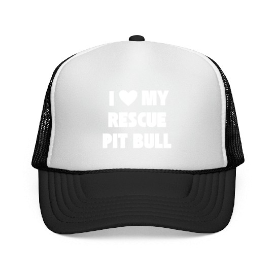 I Love My Rescue Pit Bull | Pitbull Advocacy Trucker Caps