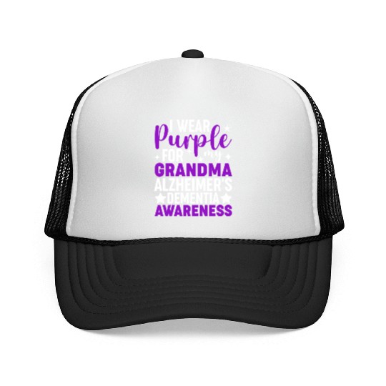 I Wear Purple For My Grandma Dementia Alzheimer's Trucker Caps