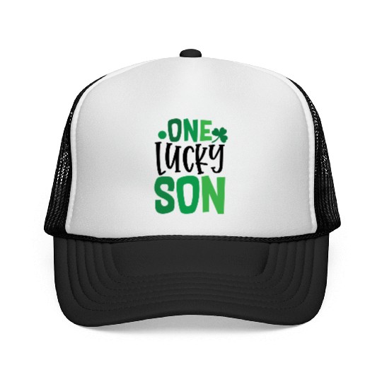 One Lucky Son Clover Shamrock Irish Ireland Trucker Caps