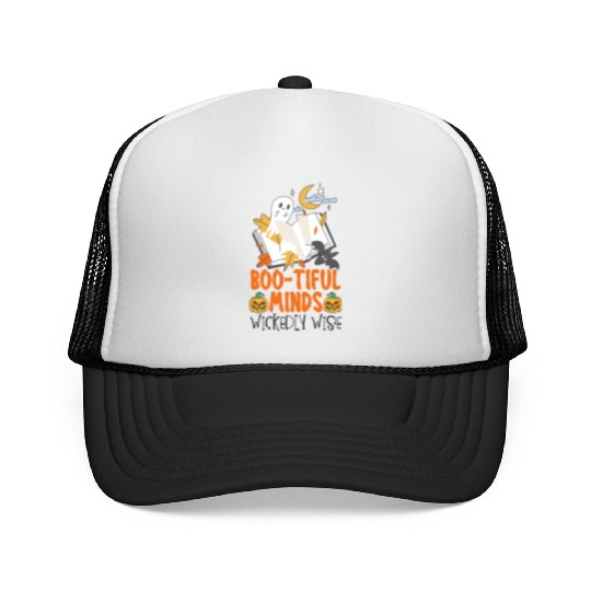 Boo-tiful Minds Wickedly Wise Teacher Halloween Trucker Caps
