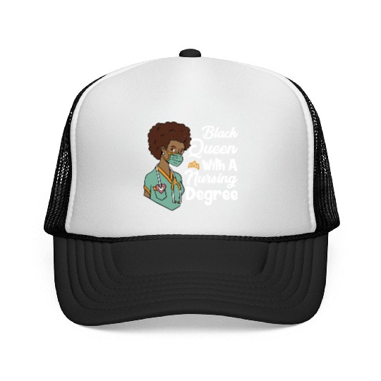 Black Queen With A Nursing Degree Trucker Caps