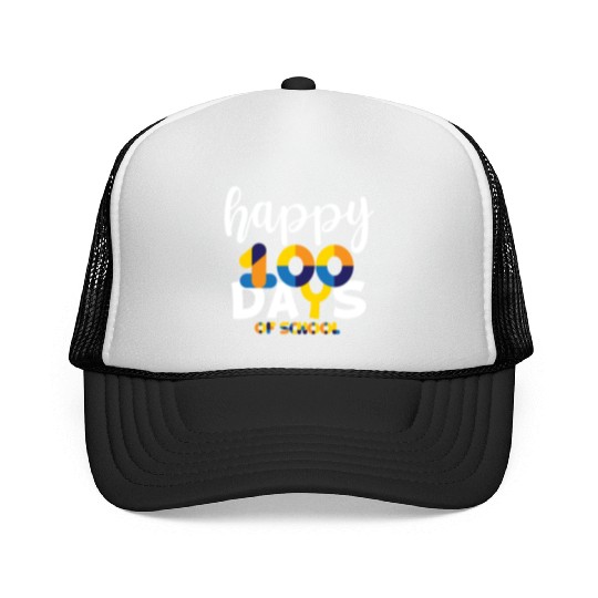 Happy 100 Days Of School Trucker Caps Teacher Team Grade