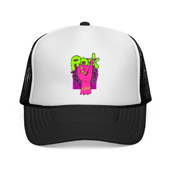 Rock hand pink Trucker Caps