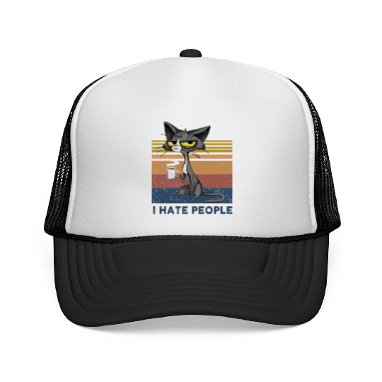 Cat I Hate People Trucker Caps