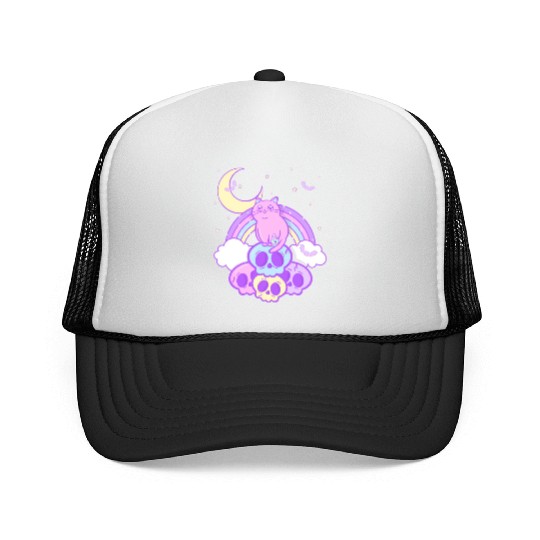 Pastel Goth Cat Skull Lover Cute Gothic Yami Trucker Caps