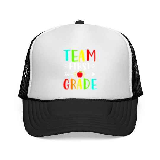 Team First Grade Student Teacher Team Funny Back Trucker Caps