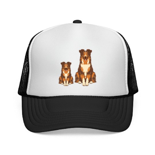 Collie Dog Lover Parent Dad Mom and Son Daughter Trucker Caps