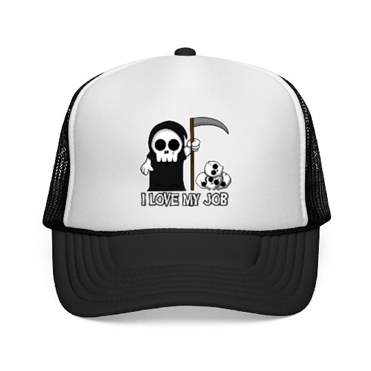 Death Grim Reaper I Love My Job Cute And Creepy Trucker Caps