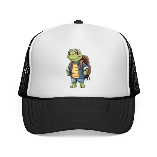 Turtle Wearing Backpack Trucker Caps