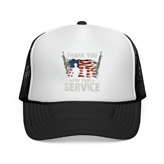 Thank You For Your Service US Flag Veterans Day Trucker Caps