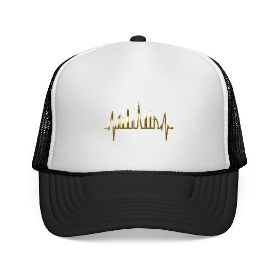 Dubai Skyline Heartbeat Burj Khalifa Silhouette Trucker Caps