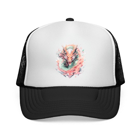 Adorable Crystal Chinese Dragon Trucker Caps