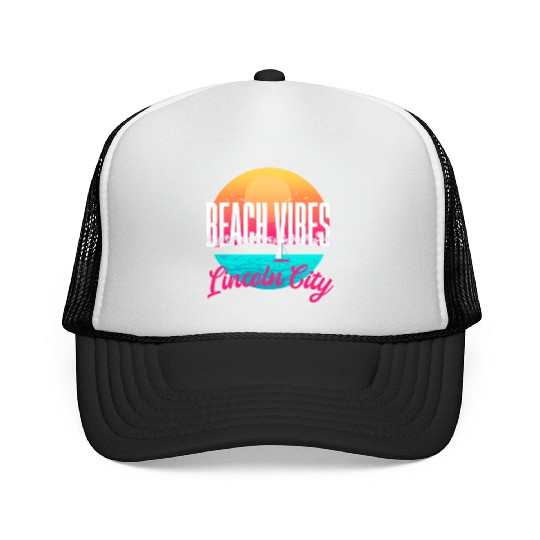 Beachs Lincoln City Summer Oregon Tropical Beach Trucker Caps