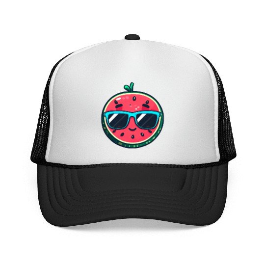 Kawaii Melon with Sunglasses: Summer Fruit Chill Trucker Caps