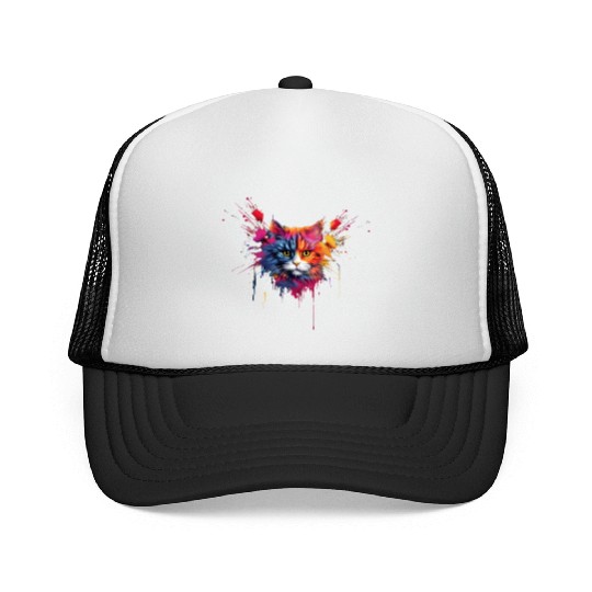 Color Explosion Persian Cat Trucker Caps