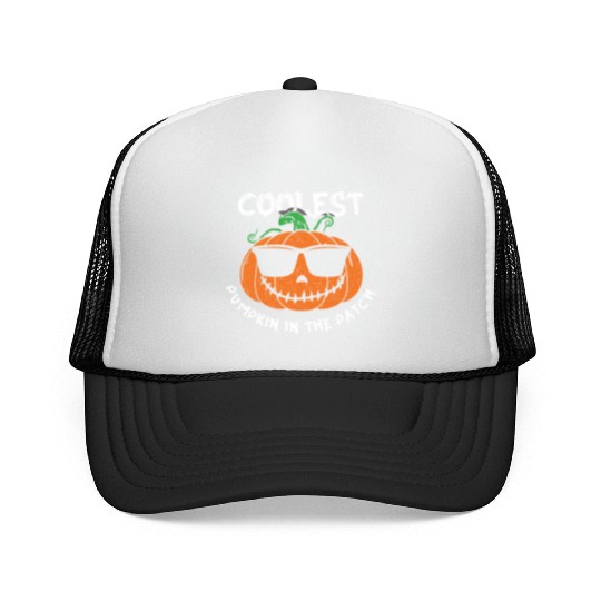 Coolest Pumpkin Kid Cool Lazy Creepy Halloween Trucker Caps