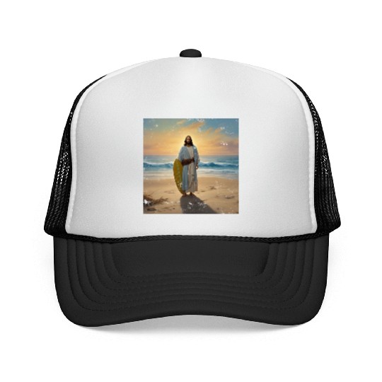 Surfing Jesus Trucker Caps