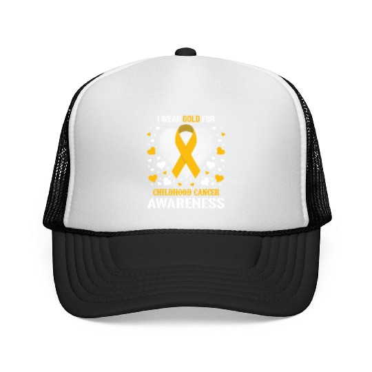 I Wear Childhood Cancer Awareness Supporter Ribbon Trucker Caps