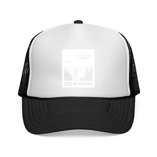 Let's Go Camping - White Ink Trucker Caps