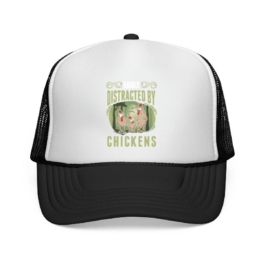 Easily Distracted By Chickens Chicken Trucker Caps