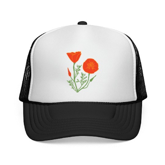 California Poppies on Clear Background Trucker Caps