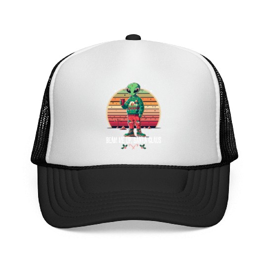 Beam Me Up Santa Claus Alien Christmas Ufo Coffee Trucker Caps