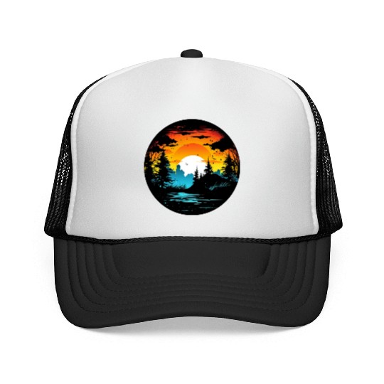 Riverside Twilight in the Forest Trucker Caps