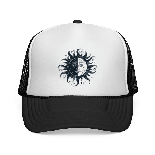 Harmonious Sun and Moon - Spiritual Design Trucker Caps