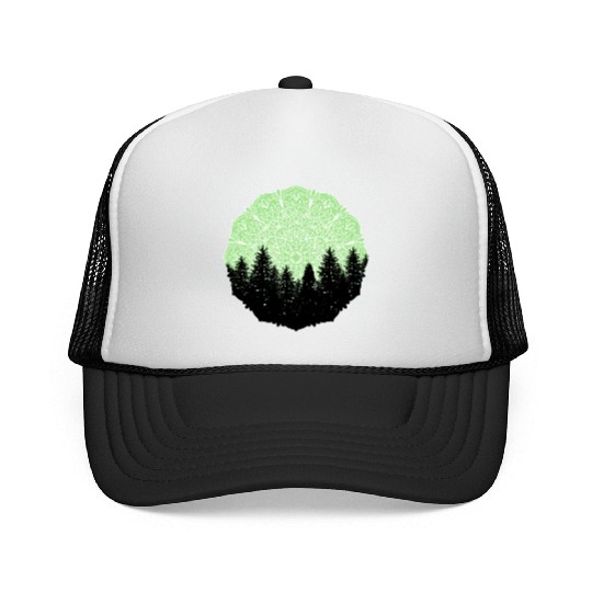 Green Forest Mandala Pacific Northwest Trucker Caps
